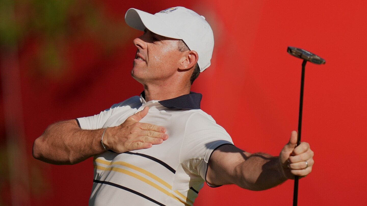 Rory McIlroy critica el comportamiento ‘inaceptable y abusivo’ de los aficionados en Bethpage durante la Ryder Cup – imagen editorial de golf